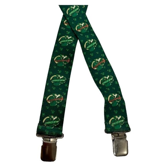 Budweiser Lucky Shamrock Green Suspenders Wide St Paddy Day Bud Light 1.5 In - Picture 7 of 8